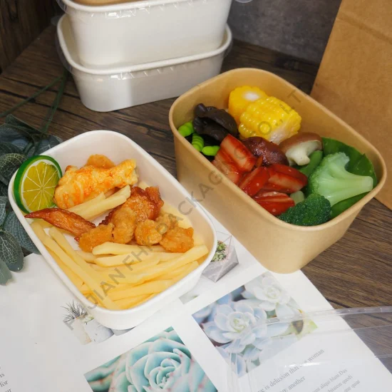 Образец сбора FDA/ЕС, круглая/прямоугольная/квадратная коробка для пищевых продуктов, биоразлагаемая бумажная миска для салата